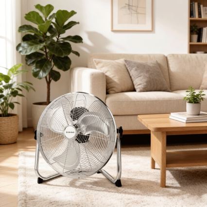 ZEVENTI - Grīdas ventilators FLOW 60W/230V 44,5 cm spīdīgs hroms