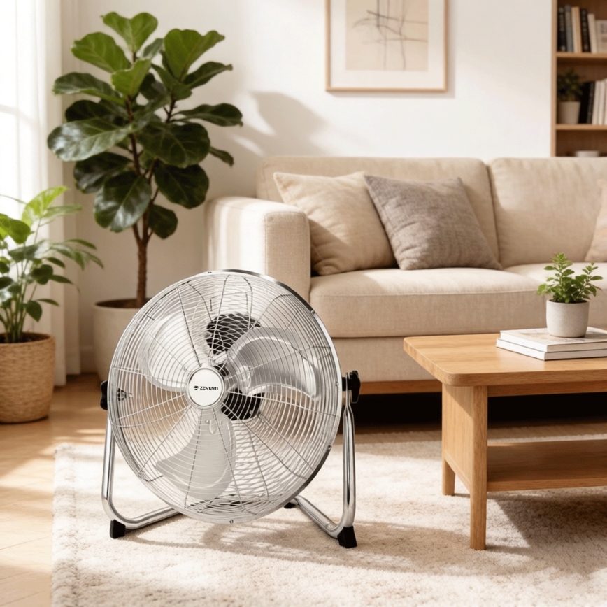 ZEVENTI - Grīdas ventilators FLOW 60W/230V 44,5 cm spīdīgs hroms