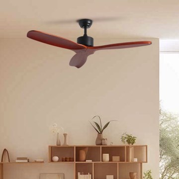 ZEVENTI - Griestu ventilators CUENCA ar Wi-Fi Tuya, melns/ozols + tālvadības pults