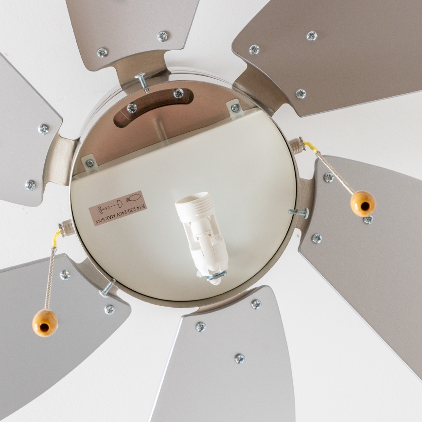 ZEVENTI - Griestu ventilators FAMARA 1xE14/60W/230V pelēka