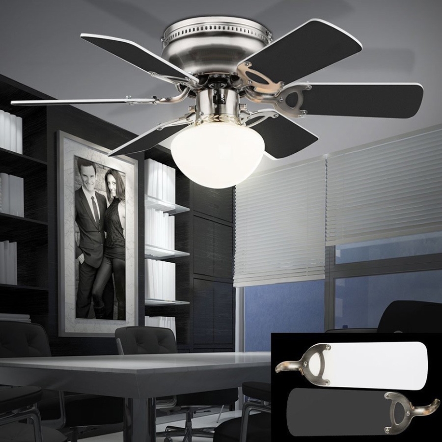 ZEVENTI - Griestu ventilators GALDANA 1xE27/60W/230V pelēka/balta