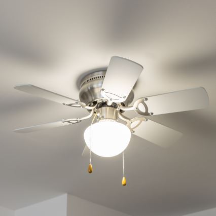 ZEVENTI - Griestu ventilators GALDANA 1xE27/60W/230V pelēka/balta