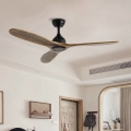 ZEVENTI - Griestu ventilators LAURIA Wi-Fi Tuya melna/ozols + tālvadības pults