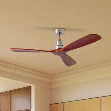 ZEVENTI - Griestu ventilators LIONI Wi-Fi Tuya matēts hroms/ozols + tālvadība