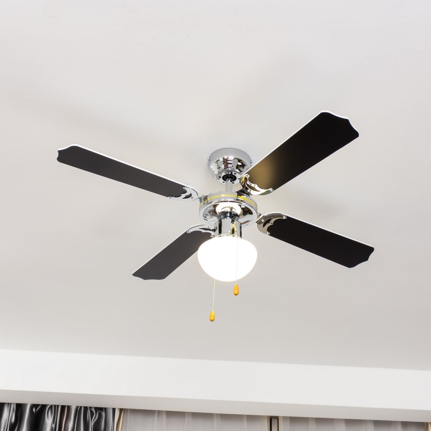 ZEVENTI - Griestu ventilators NAVAGIO 1xE27/60W/230V melna/balta