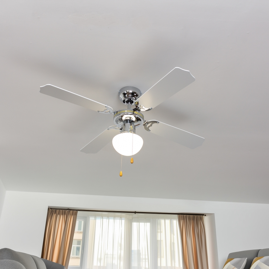ZEVENTI - Griestu ventilators NAVAGIO 1xE27/60W/230V melna/balta
