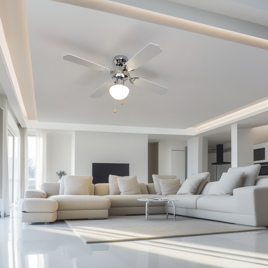 ZEVENTI - Griestu ventilators NAVAGIO 1xE27/60W/230V melna/balta