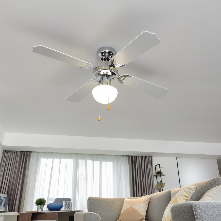ZEVENTI - Griestu ventilators NAVAGIO 1xE27/60W/230V melna/balta