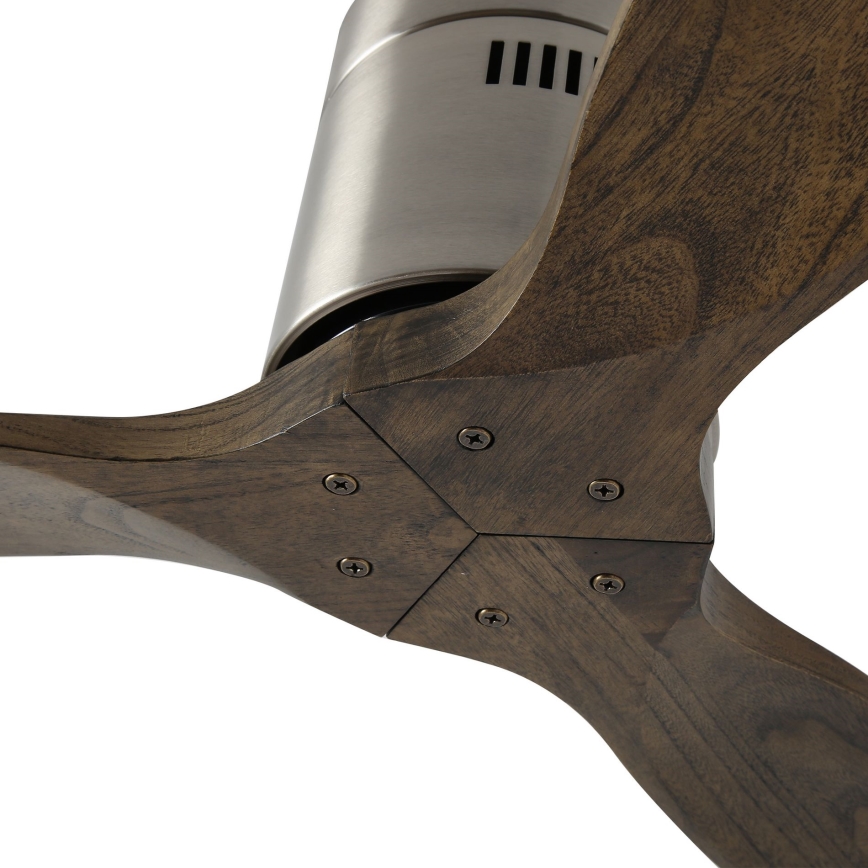 ZEVENTI - griestu ventilators SPELLO Wi-Fi Tuya matēts hroms/ozols + tālvadības pults