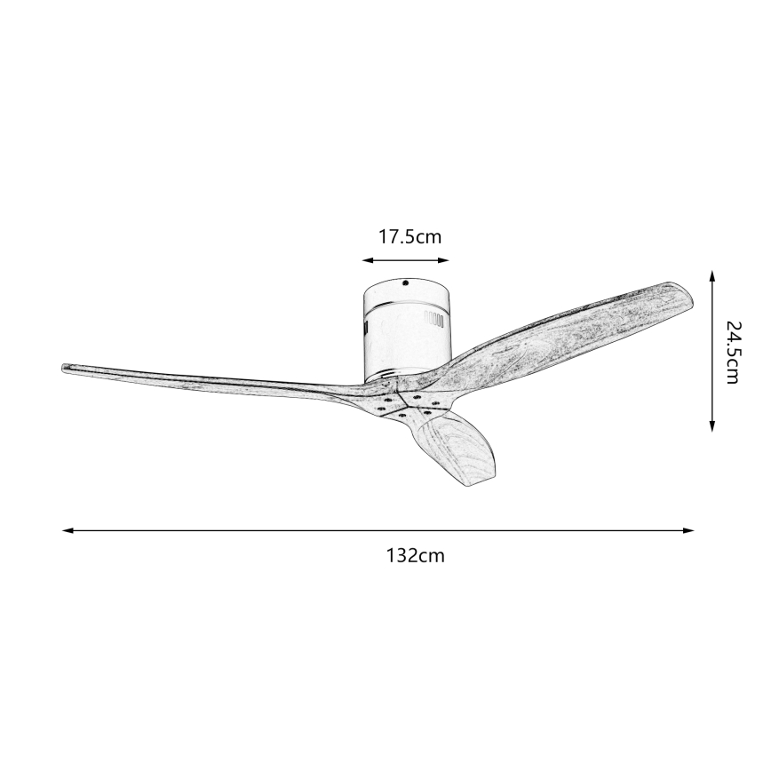 ZEVENTI - griestu ventilators SPELLO Wi-Fi Tuya matēts hroms/ozols + tālvadības pults