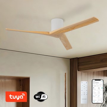 ZEVENTI - Griestu ventilators VELLON Wi-Fi Tuya balts/paulovnija + ar tālvadības pulti