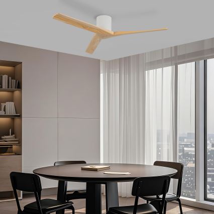 ZEVENTI - Griestu ventilators VELLON Wi‑Fi Tuya balts/paulovnijas + tālvadība