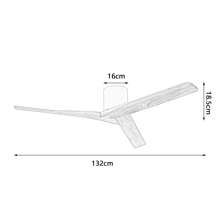 ZEVENTI - Griestu ventilators VELLON Wi‑Fi Tuya balts/paulovnijas + tālvadība