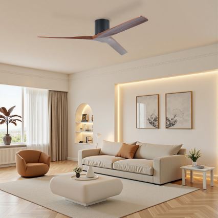 ZEVENTI - griestu ventilators VELLON Wi-Fi Tuya melns/valrieksts + tālvadības pults