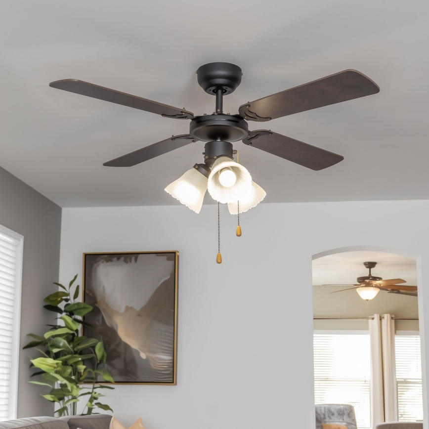 ZEVENTI - Griestu ventilators ZURRIOLA 3xE27/60W/230V