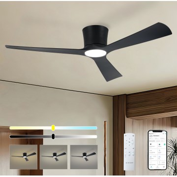 ZEVENTI - LED aptumšojams griestu ventilators AUREX LED/24W/230V 3000/4000/6000K Wi‑Fi Tuya melns + tālvadības pults