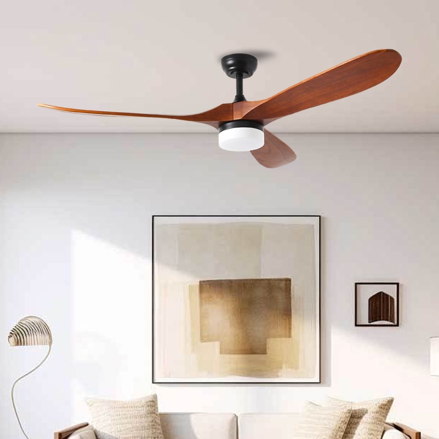 ZEVENTI - LED Aptumšojams griestu ventilators GINOSA LED/18W/230V 3000-6000K Wi-Fi Tuya melna/ozols + tālvadības pults