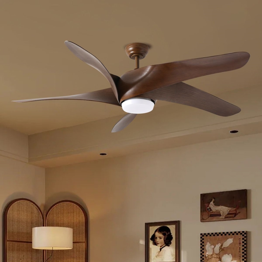 ZEVENTI - LED Aptumšojams griestu ventilators LUCCA LED/18W/230V 3000-6000K Wi-Fi Tuya brūna + tālvadības pults