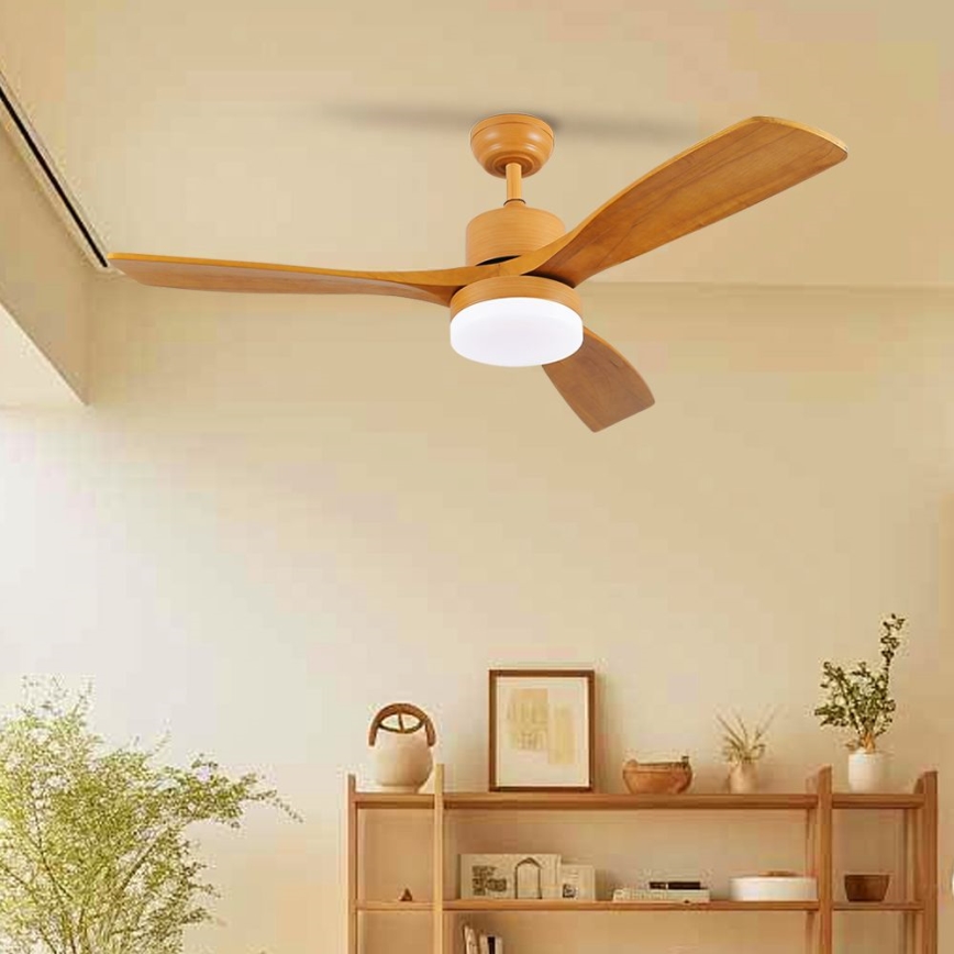ZEVENTI - LED Aptumšojams griestu ventilators MARE LED/24W/230V 3000-6000K Wi-Fi Tuya ozols + tālvadības pults