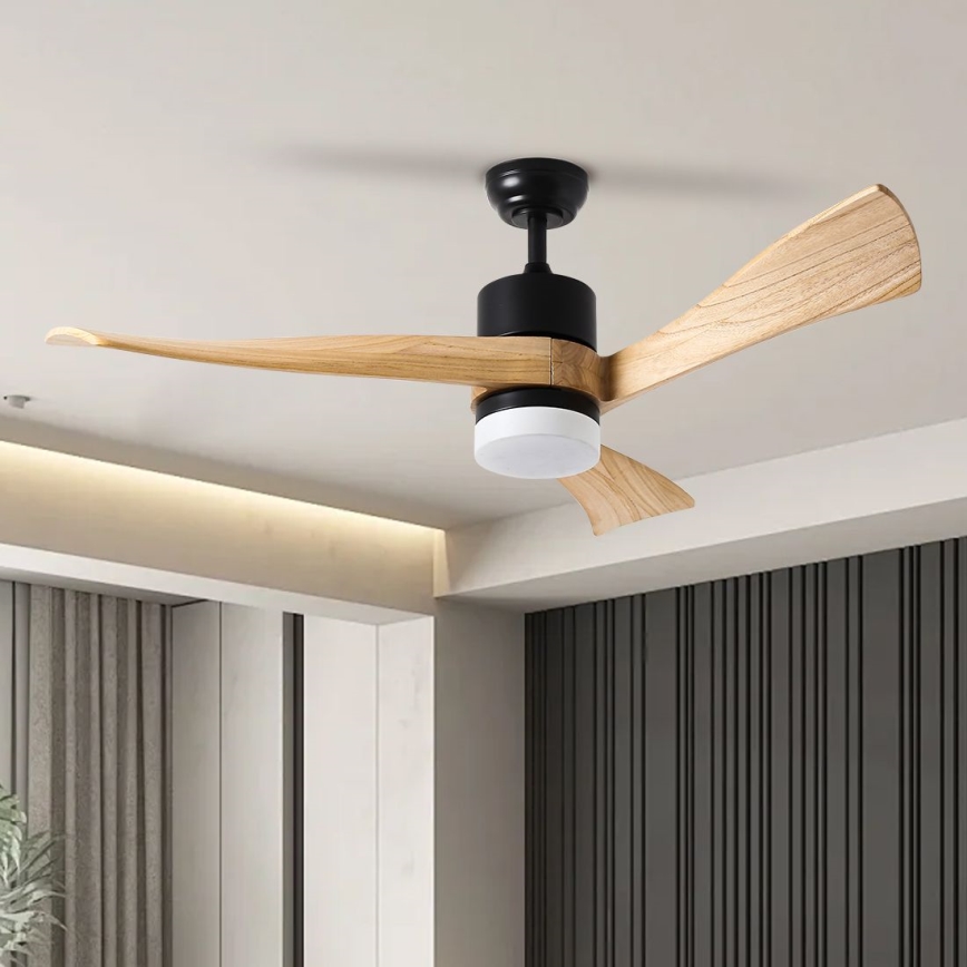 ZEVENTI - LED Aptumšojams griestu ventilators NATURITO LED/18W/230V 3000-6000K Wi-Fi Tuya melna/ozols + tālvadības pults