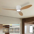 ZEVENTI - LED dimējams griestu ventilators VENTORA LED/24W/230V 3000/4000/6000K Wi‑Fi Tuya balts/ozols + tālvadība