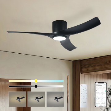 ZEVENTI - LED dimmējams griestu ventilators ORBITO LED/24W/230V 3000/4000/6000K Wi-Fi Tuya melns + tālvadības pults