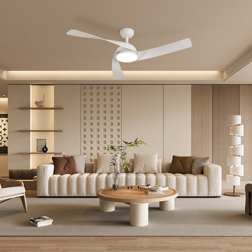 ZEVENTI - LED aptumšojams griestu ventilators AERYS LED/24W/230V 3000/4000/6000K Wi-Fi Tuya balts + tālvadības pults