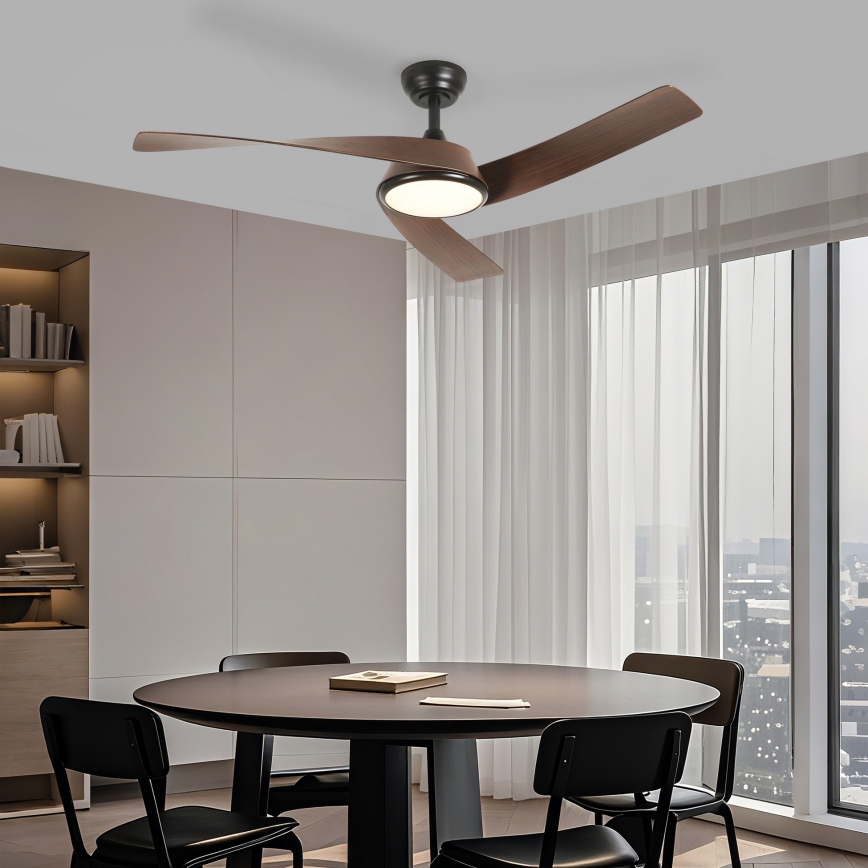ZEVENTI - LED dimējams griestu ventilators AERYS LED/24W/230V 3000/4000/6000K Wi-Fi Tuya melns/rieksts + tālvadība