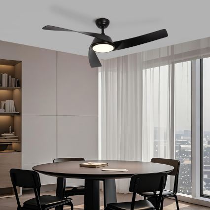 ZEVENTI - LED aptumšojams griestu ventilators AERYS LED/24W/230V 3000/4000/6000K Wi-Fi Tuya melns + tālvadības pults