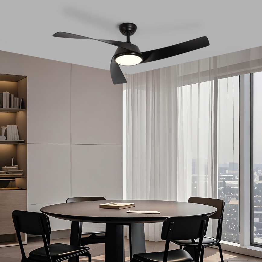 ZEVENTI - LED aptumšojams griestu ventilators AERYS LED/24W/230V 3000/4000/6000K Wi-Fi Tuya melns + tālvadības pults