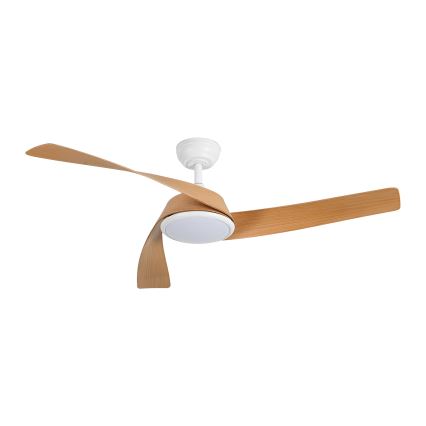 ZEVENTI - AERYS LED griestu ventilators ar regulējamu apgaismojumu LED/24W/230V 3000/4000/6000K Wi-Fi Tuya balts/ozols + tālvadības pults