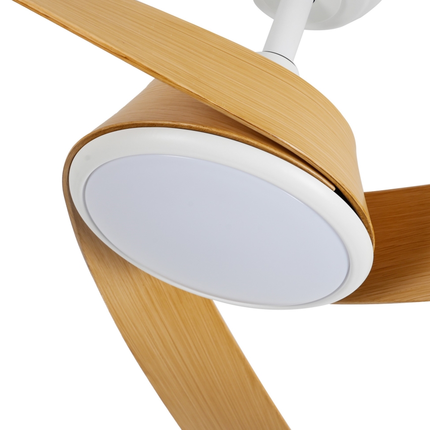 ZEVENTI - AERYS LED griestu ventilators ar regulējamu apgaismojumu LED/24W/230V 3000/4000/6000K Wi-Fi Tuya balts/ozols + tālvadības pults