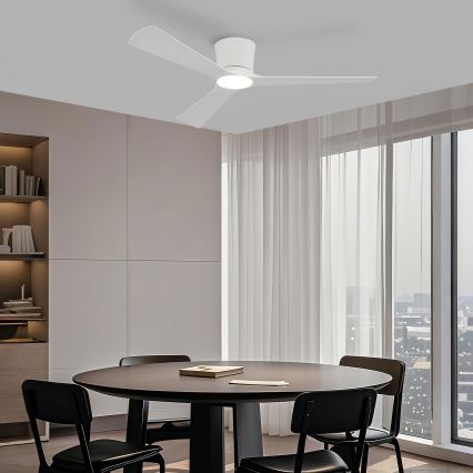 ZEVENTI - AUREX LED dimējams griestu ventilators, 24W/230V, 3000/4000/6000K, Wi‑Fi (Tuya), balts, ar tālvadības pulti