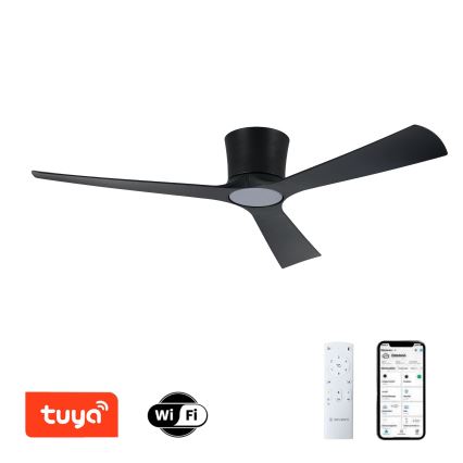 ZEVENTI - AUREX LED dimējams griestu ventilators LED/24W/230V 3000/4000/6000K Wi‑Fi Tuya melns + tālvadības pults