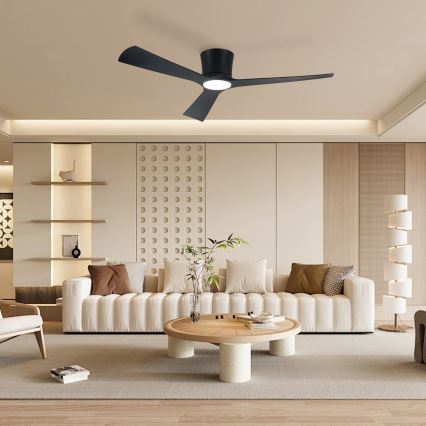 ZEVENTI - AUREX LED dimējams griestu ventilators LED/24W/230V 3000/4000/6000K Wi‑Fi Tuya melns + tālvadības pults