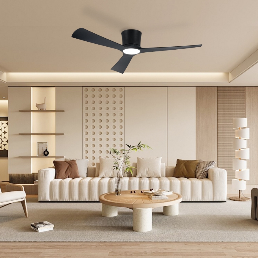 ZEVENTI - AUREX LED dimējams griestu ventilators LED/24W/230V 3000/4000/6000K Wi‑Fi Tuya melns + tālvadības pults