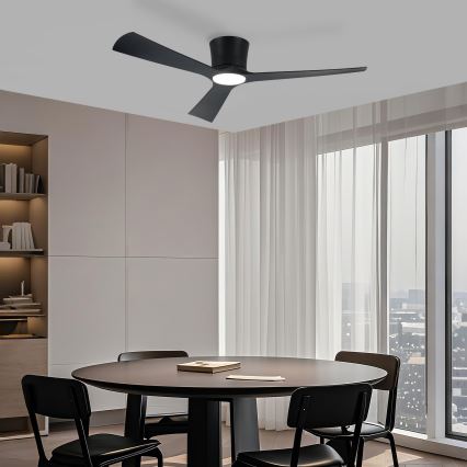 ZEVENTI - AUREX LED dimējams griestu ventilators LED/24W/230V 3000/4000/6000K Wi‑Fi Tuya melns + tālvadības pults