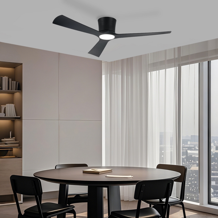 ZEVENTI - AUREX LED dimējams griestu ventilators LED/24W/230V 3000/4000/6000K Wi‑Fi Tuya melns + tālvadības pults