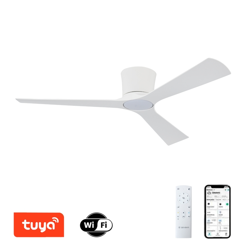 ZEVENTI - LED griestu ventilators AUREX ar regulējamu apgaismojumu LED/24W/230V 3000/4000/6000K Wi‑Fi Tuya balts + tālvadība