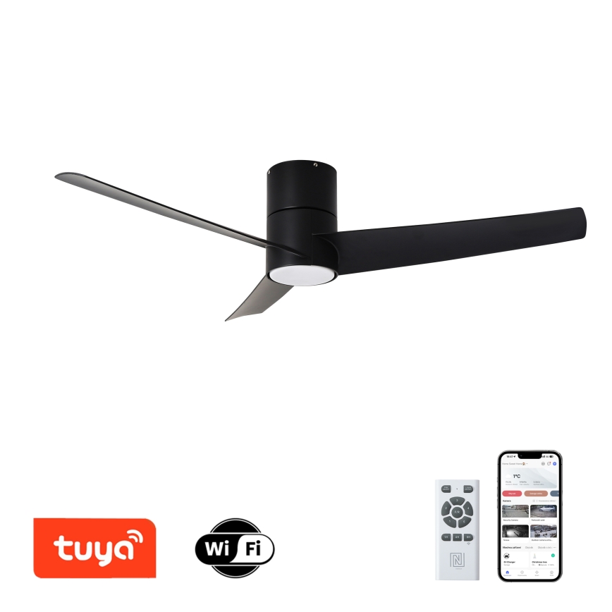 ZEVENTI - LED griestu ventilators BARROSA LED/18W/230V 3000/4000/6000K Wi-Fi Tuya melns + tālvadības pults