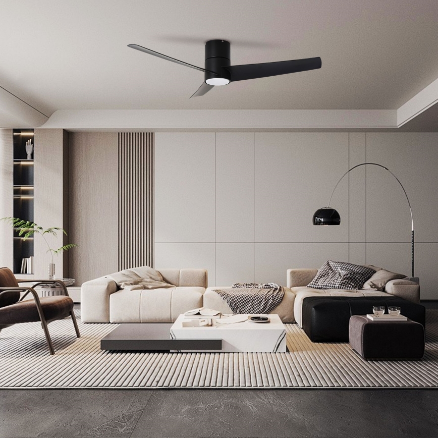 ZEVENTI - LED griestu ventilators BARROSA LED/18W/230V 3000/4000/6000K Wi-Fi Tuya melns + tālvadības pults