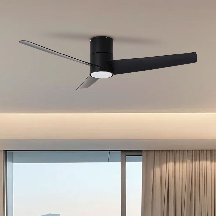 ZEVENTI - LED griestu ventilators BARROSA LED/18W/230V 3000/4000/6000K Wi-Fi Tuya melns + tālvadības pults