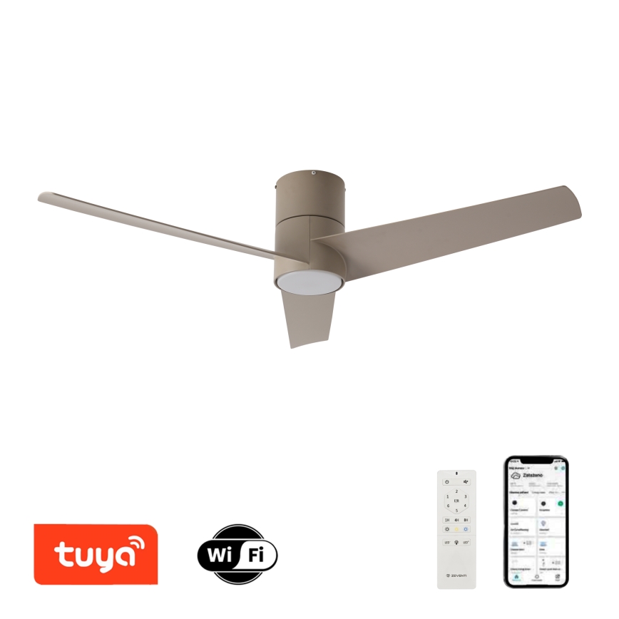 ZEVENTI - LED griestu ventilators BARROSA LED/18W/230V 3000/4000/6000K Wi‑Fi Tuya bēšs + tālvadība