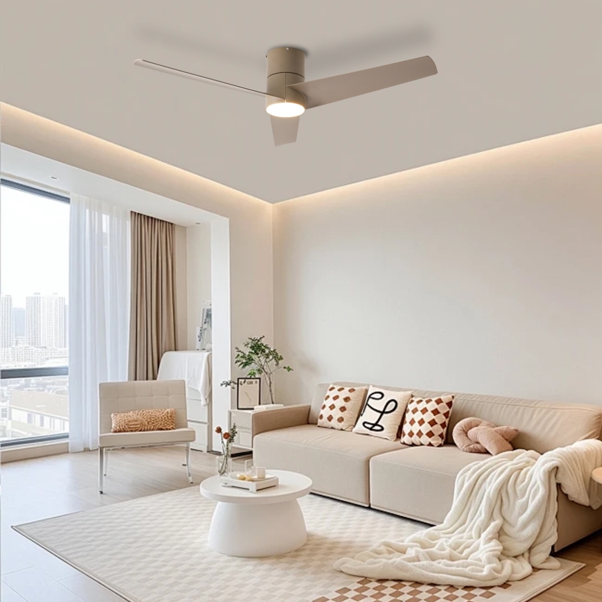 ZEVENTI - LED griestu ventilators BARROSA LED/18W/230V 3000/4000/6000K Wi‑Fi Tuya bēšs + tālvadība