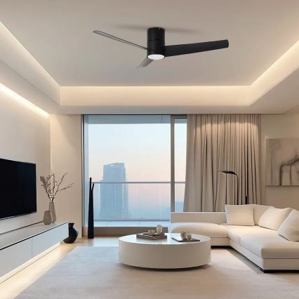 ZEVENTI - LED Griestu ventilators BARROSA LED/18W/230V 3000/4000/6000K Wi-Fi Tuya melna + tālvadības pults