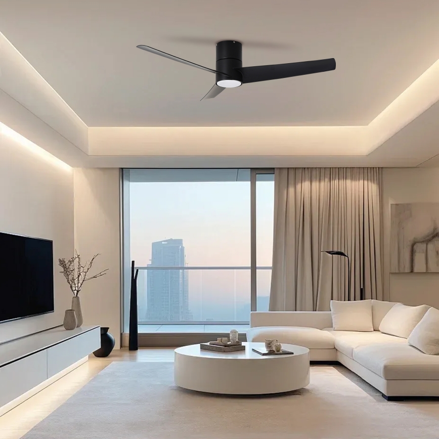 ZEVENTI - LED Griestu ventilators BARROSA LED/18W/230V 3000/4000/6000K Wi-Fi Tuya melna + tālvadības pults