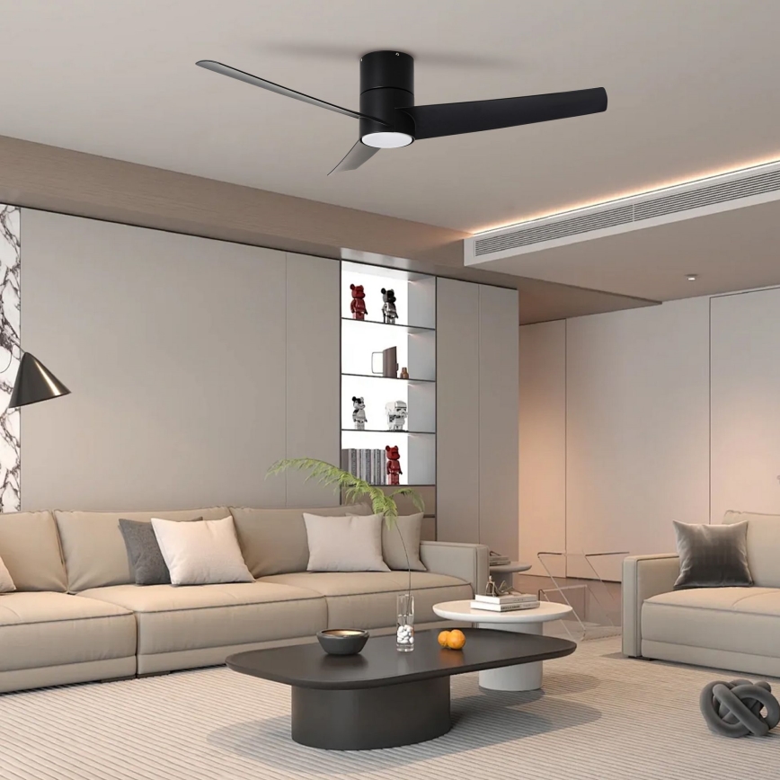 ZEVENTI - LED Griestu ventilators BARROSA LED/18W/230V 3000/4000/6000K Wi-Fi Tuya melna + tālvadības pults