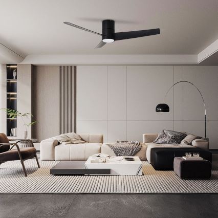 ZEVENTI - LED Griestu ventilators BARROSA LED/18W/230V 3000/4000/6000K Wi-Fi Tuya melna + tālvadības pults