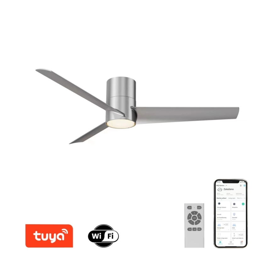 ZEVENTI - LED Griestu ventilators BARROSA LED/18W/230V 3000/4000/6000K Wi-Fi Tuya matēts hroms + tālvadības pults