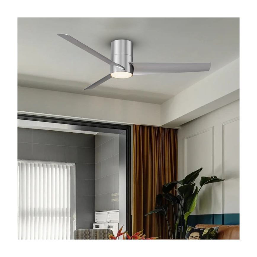 ZEVENTI - LED Griestu ventilators BARROSA LED/18W/230V 3000/4000/6000K Wi-Fi Tuya matēts hroms + tālvadības pults